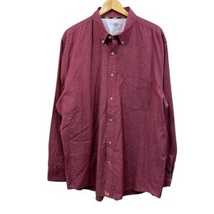 Men's Club Room Maroon Red Button Down Casual Dress Shirt, XXL